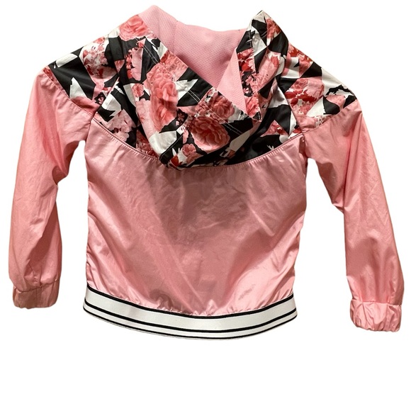 Kids Nike lightweight windbreaker jacket, size 4T, pink & black w floral print. - Picture 2 of 3